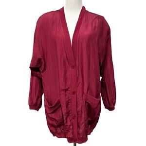 Adam Douglass Sport 100% Silk Cardigan Jacket Women’s Sz L Button Front Pockets